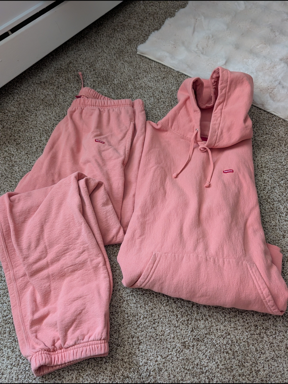 Pre-owned - Supreme coral mini box logo Set - Large Hoodie, Xl Sweatpants